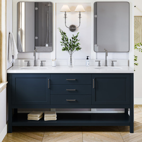 Winston Porter Padraigin 73'' Double Bathroom Vanity with White Quartz Top Wayfair